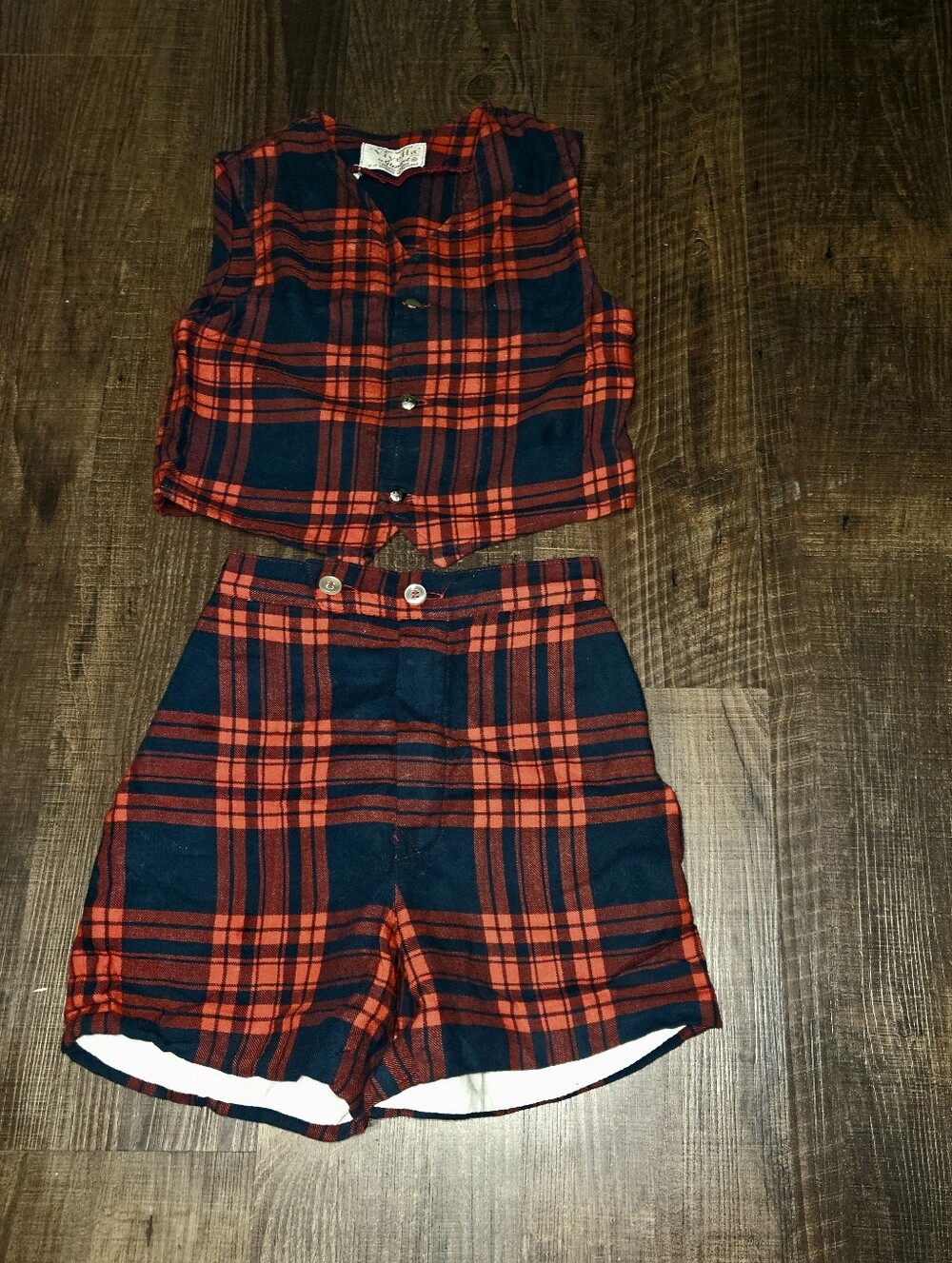 Vintage Viyella Plaid Matching Short Set